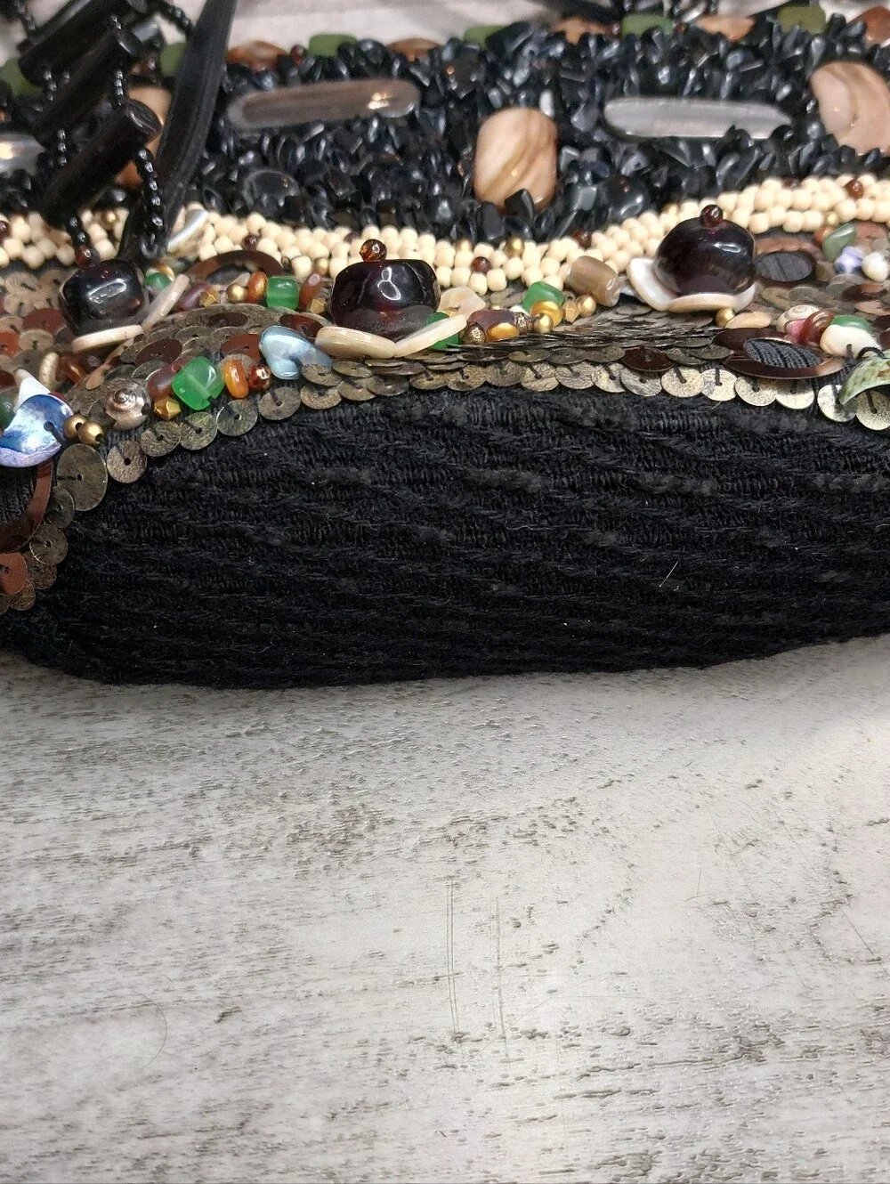 Mary Frances Beaded Sequin Embellished Women’s Handbag - Black